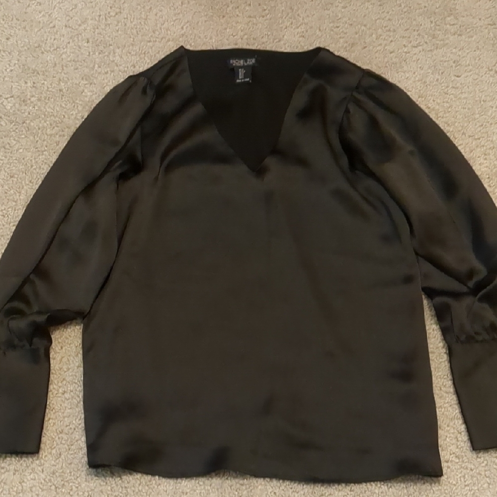 Rachel Zoe Elegant Black Satin Blouse